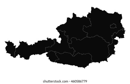 Austria map  black color
