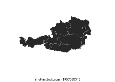 Austria Mapa el color negro sobre el fondo blanco