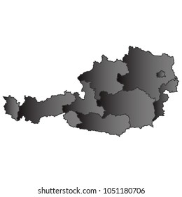 austria map black gradient grey isolated on white background Vector illustration eps 10.