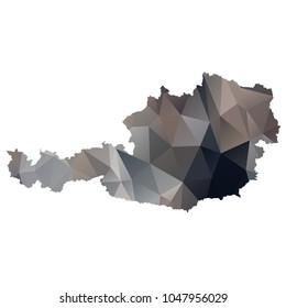austria map - Black, grey, geometric rumpled low poly style gradient graphic background, polygonal design for your. Vector illustration eps 10. 