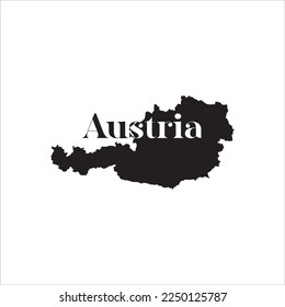 Austria map and black lettering design on white background