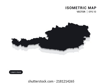 Austria mapea negro sobre fondo blanco con 3d ilustración vectorial isométrica