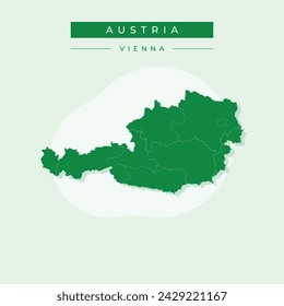 Mapa de Austria en negro sobre fondo blanco. Ilustración de vector