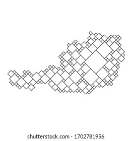 Austria map from black pattern from a grid of squares of different sizes . Vector illustration.