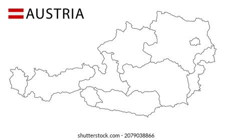 Österreich Karte, Schwarz-Weiß-Detailreichtum des Landes. Vektorgrafik