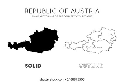 Austria map. Blank vector map of the country with regions. Borders of Austria for your infographic. Vector illustration.
