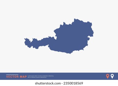 Austria Map - blue abstract style isolated on white background for infographic, design vector.