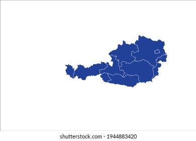 Austria Map blue Color on White Backgound