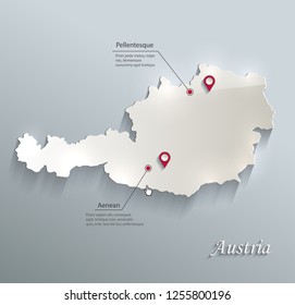 Austria map blue white card paper 3D vector