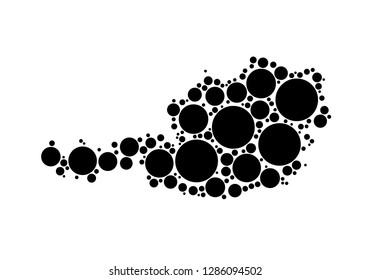 austria map with Circle and Dots design. Abstract map made of circles. vector illustration on white background.