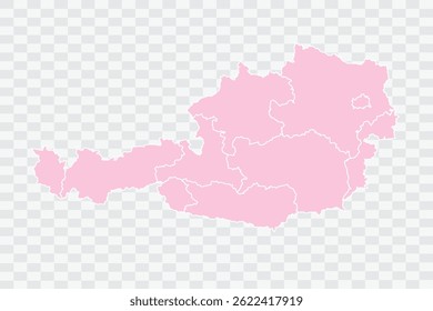 Austria Map Color on White no demarcation line Background  Png