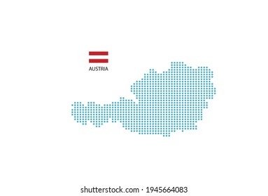Austria map design blue circle, white background with Austria flag.