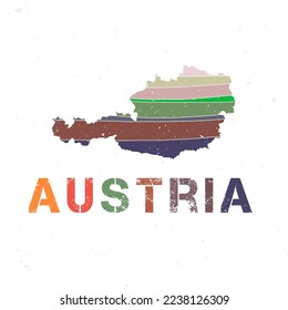 Austria map design. Shape of the country with beautiful geometric waves and grunge texture. Neat vector illustration.