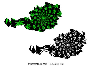 Austria - map is designed cannabis leaf green and black, Republic of Austria map made of marijuana (marihuana,THC) foliage,
