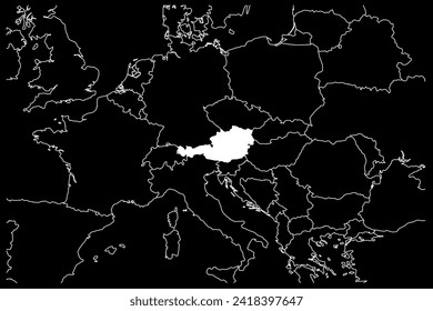 Austria map europe black background