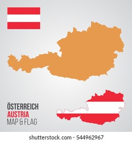 Austria map and flag