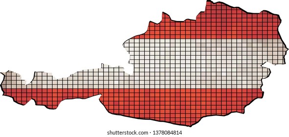 Austria map with flag inside - Illustration, 
Abstract grunge mosaic vector
