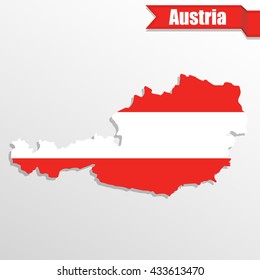 Austria map with flag inside and ribbon