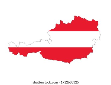 Austria map with flag vector. Austria vector map. 