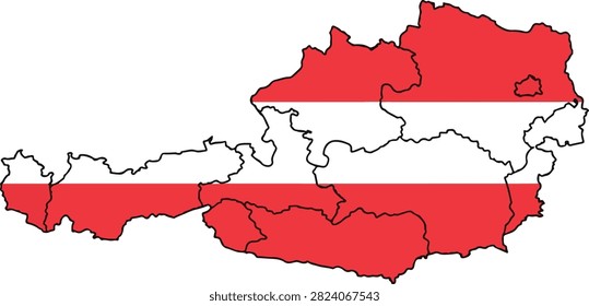 Austria map flag vector icon logo