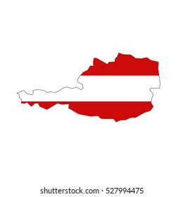 Austria map and flag in white background