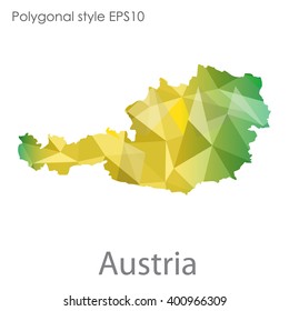 Austria map in geometric polygonal style.Abstract gems triangle,modern design background.