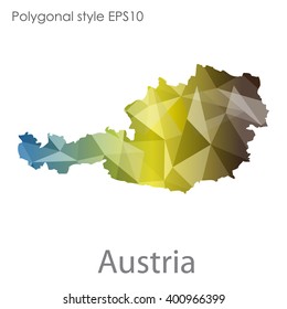 Austria map in geometric polygonal style.Abstract gems triangle,modern design background.