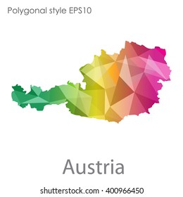 Austria map in geometric polygonal style.Abstract gems triangle,modern design background.