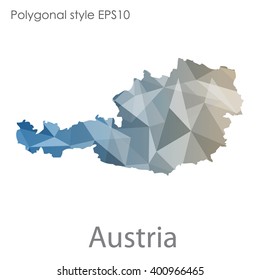 Austria map in geometric polygonal style.Abstract gems triangle,modern design background.