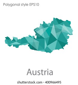 Austria map in geometric polygonal style.Abstract gems triangle,modern design background.