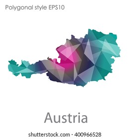 Austria map in geometric polygonal style.Abstract gems triangle,modern design background.