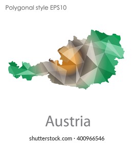 Austria map in geometric polygonal style.Abstract gems triangle,modern design background.