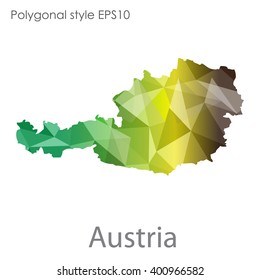 Austria map in geometric polygonal style.Abstract gems triangle,modern design background.