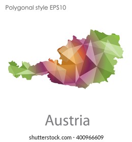Austria map in geometric polygonal style.Abstract gems triangle,modern design background.
