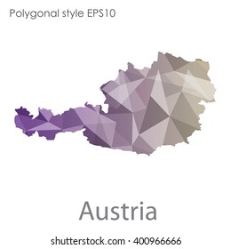 Austria map in geometric polygonal style.Abstract gems triangle,modern design background.
