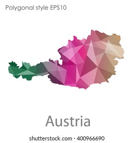 Austria map in geometric polygonal style.Abstract gems triangle,modern design background.