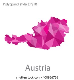 Austria map in geometric polygonal style.Abstract gems triangle,modern design background.