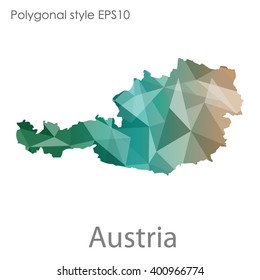 Austria map in geometric polygonal style.Abstract gems triangle,modern design background.