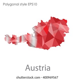 Austria map in geometric polygonal style.Abstract gems triangle,modern design background.