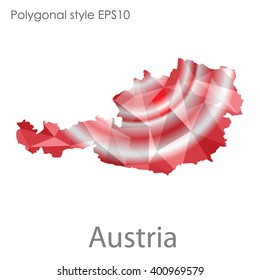 Austria map in geometric polygonal style.Abstract gems triangle,modern design background.