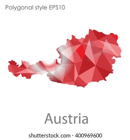 Austria map in geometric polygonal style.Abstract gems triangle,modern design background.