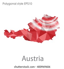 Austria map in geometric polygonal style.Abstract gems triangle,modern design background.