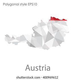 Austria map in geometric polygonal style.Abstract gems triangle,modern design background.