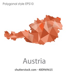 Austria map in geometric polygonal style.Abstract gems triangle,modern design background.