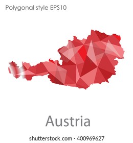Austria map in geometric polygonal style.Abstract gems triangle,modern design background.