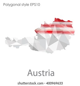 Austria map in geometric polygonal style.Abstract gems triangle,modern design background.