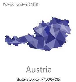 Austria map in geometric polygonal style.Abstract gems triangle,modern design background.