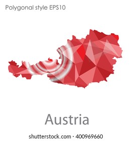 Austria map in geometric polygonal style.Abstract gems triangle,modern design background.