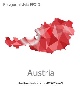 Austria map in geometric polygonal style.Abstract gems triangle,modern design background.