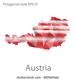 Austria map in geometric polygonal style.Abstract gems triangle,modern design background.